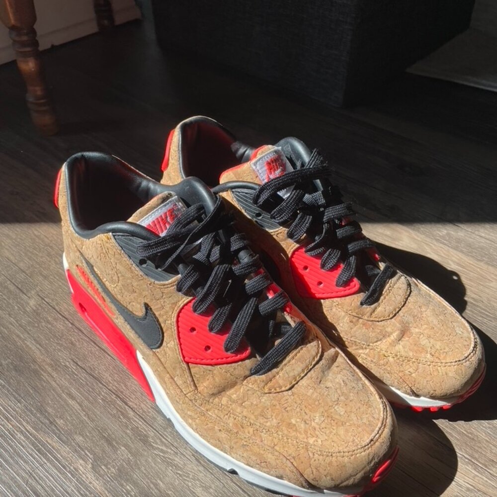 Nike Air Max 90s with unique Cork Textured upper with Red accents - Women's Size